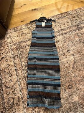 Divided Striped Knit cover up dress